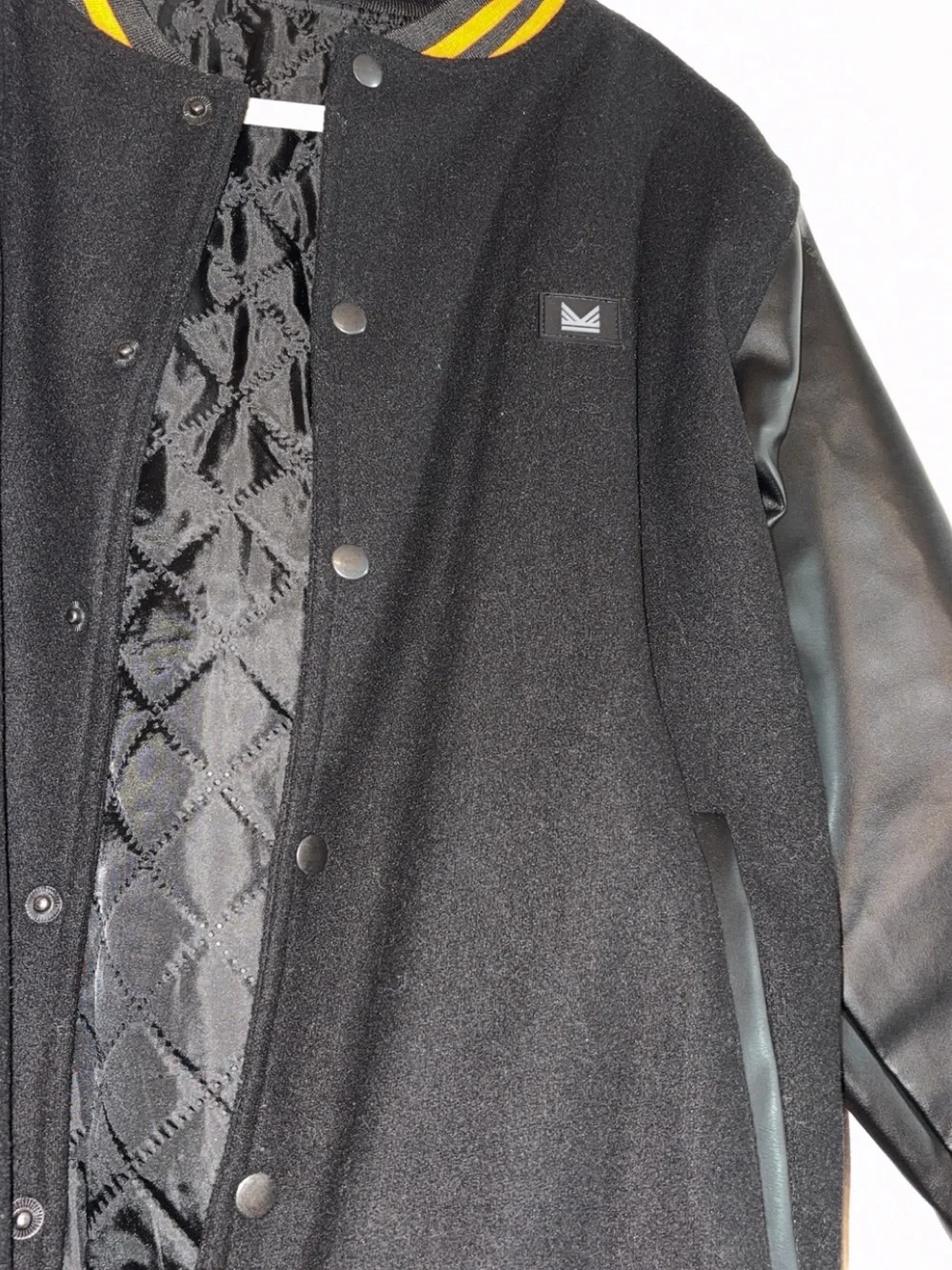 Black Varsity Jacket with Orange Stripe Trim